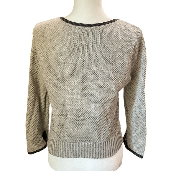 Free People Women's Gray Waffle Knit Beaded Cropped Zip Up Cardigan - Picture 5 of 8